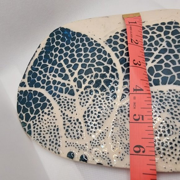 Cheese/Charcuterie Board - Peacock green/teal on White clay - Picture 3 of 4